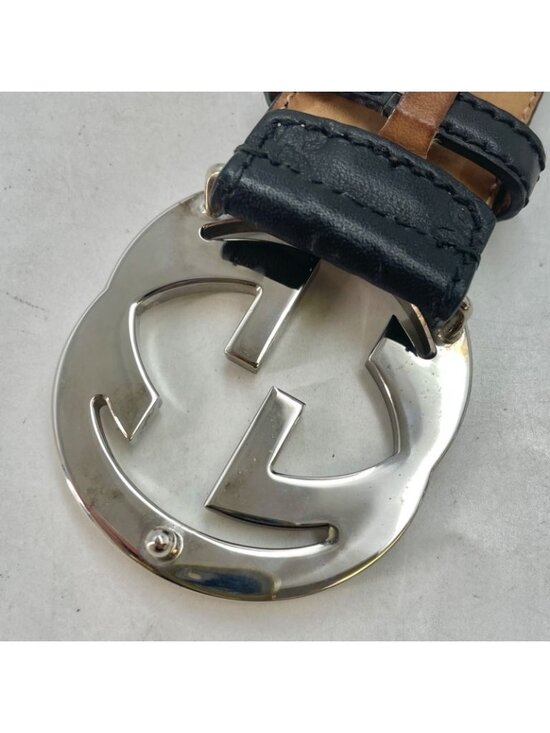 Gucci Interlocking Buckle Guccissima Leather Belt Black main image 12